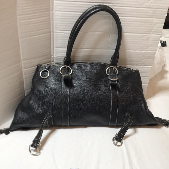 Prada vintage pebble leather satchel with silver tone hardware. EUC - Picture 5 of 10